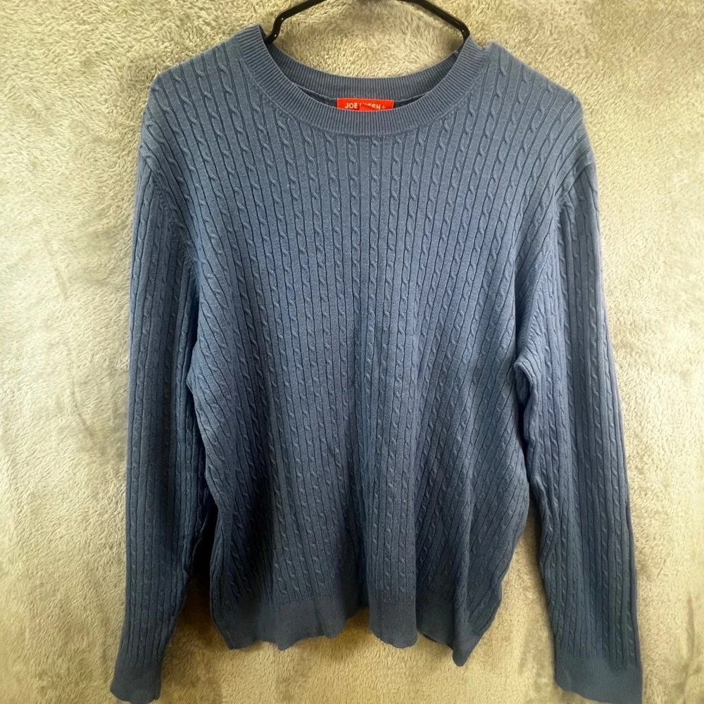 Joe Fresh Womens 2X Blue Cable Knit Crewneck Sweater Coastal‎ Textured
